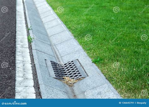 Gutter of a Stormwater Drainage System in Perspective. Stock Image - Image of landscape, nature ...