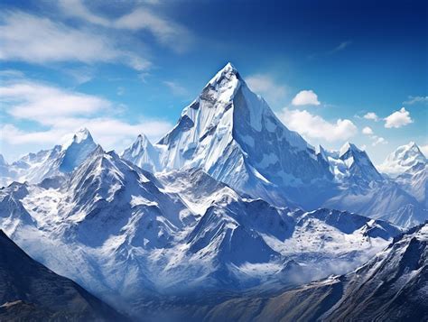 Premium AI Image | Himalaya mountain in snow on a sunny day