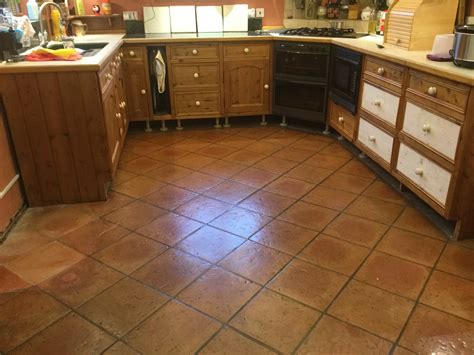 Terracotta Tiled Kitchen Floor Renovated at a Maidford Cottage - Tile Cleaners | Tile Cleaning