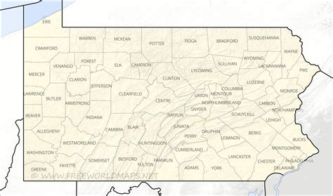 Physical map of Pennsylvania