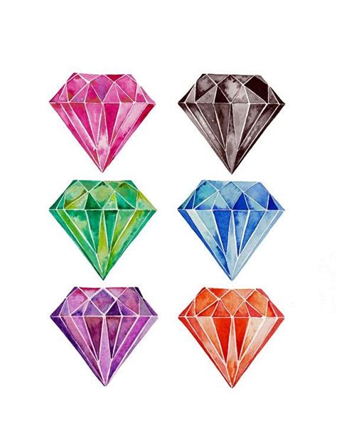 Watercolor gems, Diamond, watercolor, watercolor print, watercolours, watercolors paintings ...