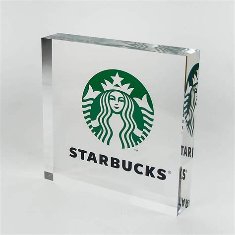 Personalized Business Company Logo Desk Display Printed on Premium Clear Acrylic Glass Block ...