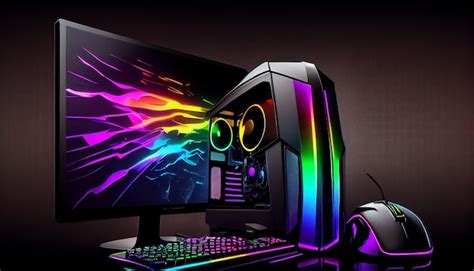 Premium AI Image | Gaming computer and rgb gaming mouse monitor