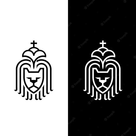 Premium Vector | A black and white logo with a lion's head