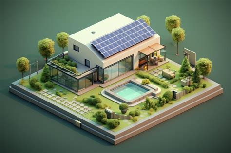 Premium AI Image | arafed house with solar panels on the roof and a pool generative ai