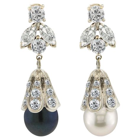 Tiffany Aria Pearl Diamond Platinum Drop Earrings at 1stDibs | tiffany aria earrings, tiffany ...