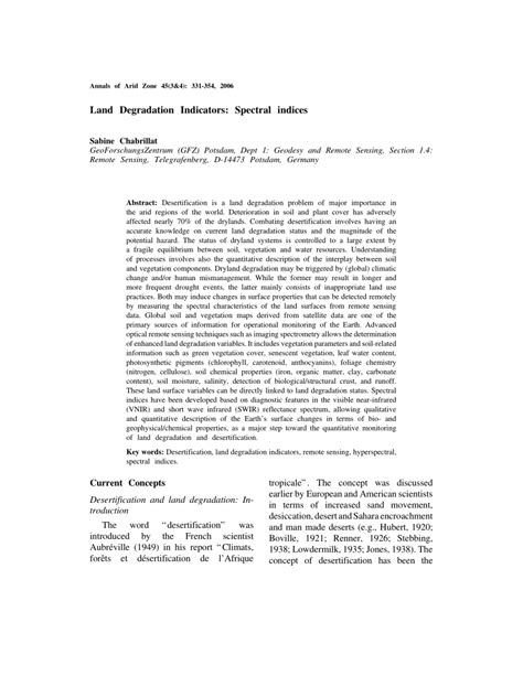 (PDF) Land Degradation Indicators: Spectral indices