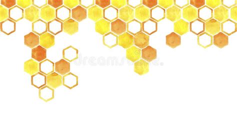 Watercolor Illustration, Seamless Pattern, Border, Frame. Honeycomb of ...