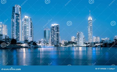 Gold Coast City Skyline at Night Stock Photo - Image of queensland, coast: 47149506