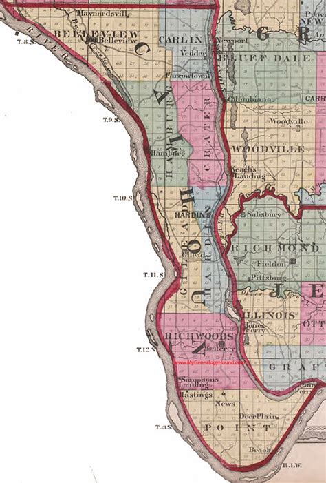 Calhoun County, Illinois 1870 Map, Hardin, IL