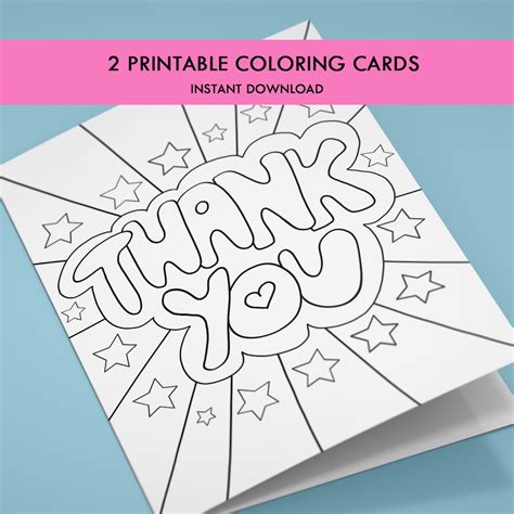 Printable Coloring Thank You Cards for Kids, Kids' Thank You, Coloring Thank You, Printable ...