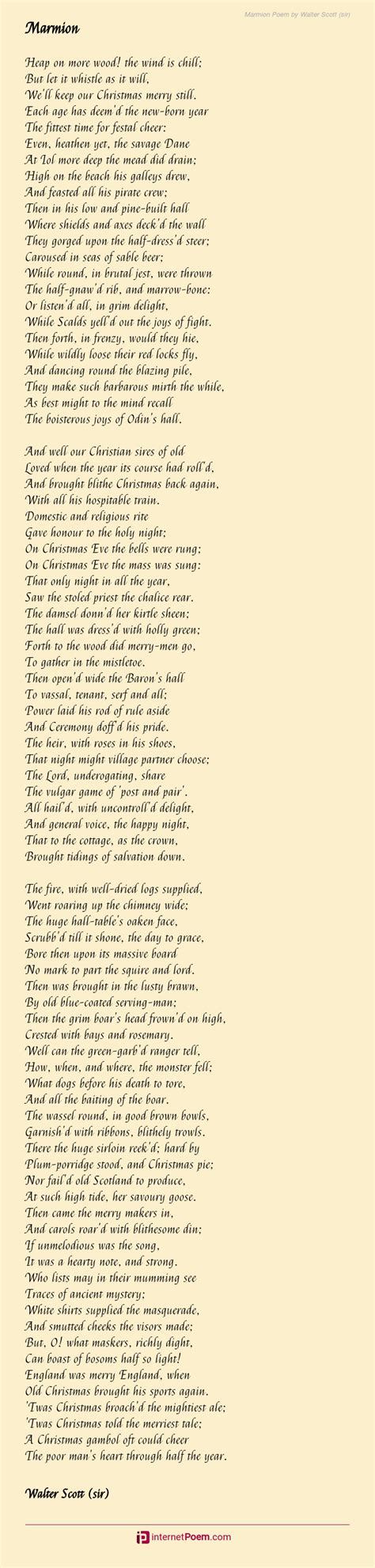 Marmion Poem by Walter Scott (sir)