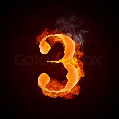 Fire Number 3 Isolated on Black Background | Stock image | Colourbox