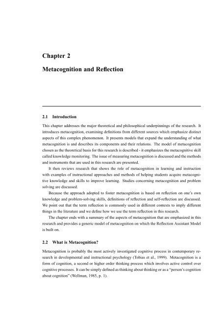 Chapter 2 Metacognition and Reflection