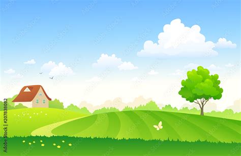 Cartoon farm field Stock Vector | Adobe Stock