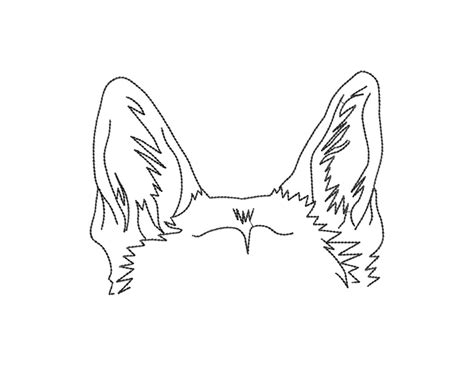 German Shepherd Dog Ears Outline Machine Embroidery Design, Dog Sketch Embroidery Patterns ...