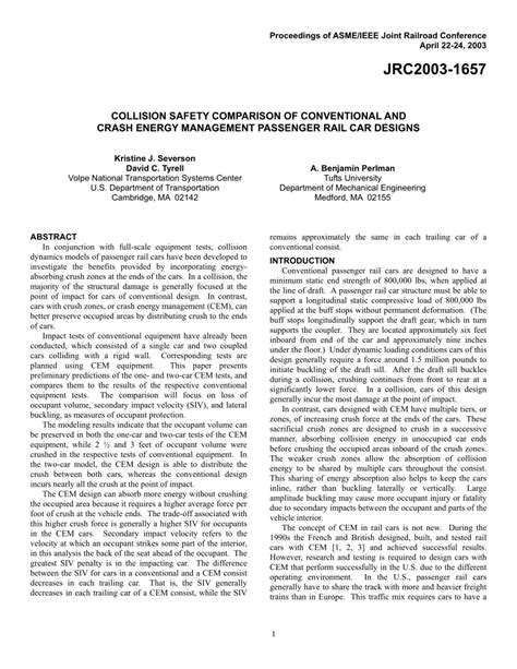 (PDF) Collision Safety Comparison of Conventional and Crash Energy Management Passenger Rail Car ...