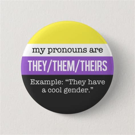 They/Them Pronouns – Nonbinary Flag Button | Zazzle.com