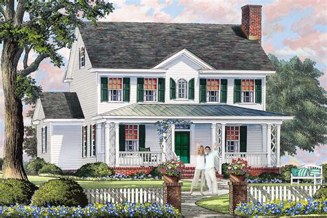 Classic Colonial House Plan with 9'-Deep Front Porch - 32672WP | Architectural Designs - House Plans