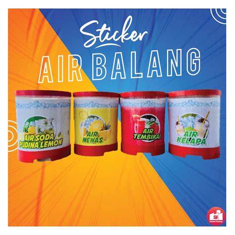 Sticker Air Balang Penuh / Pelekat Bekas Balang Keliling / Sticker Air buah shape Cylinder ...