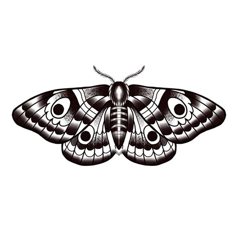 Traditional Moth Tattoo Flash