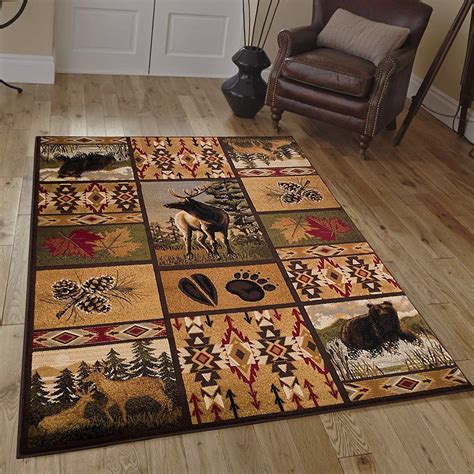 Amazon.com: CR Rustic Bear And Elk Scene Lodge Cabin Area Rug (3 Feet 10 Inch X 5 Feet 2 Inch ...