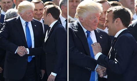 Trump grabs Macron for handshake as Frenchman heads toward Merkel | World | News | Express.co.uk