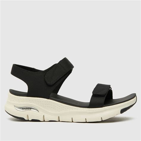 SKECHERS Black & White Arch Fit Sandals - ShoeFreak