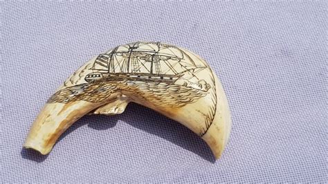 Scrimshaw. Sperm whale tooth - Ivory - Early 19th century - Catawiki