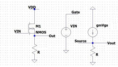 Common Drain Amplifier Circuit simulation using LTSpice - Circuit Generator