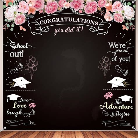 Amazon.com: Sumind Graduation Backdrops for Photoshoot, Congratulation Backdrop Fabric Floral ...