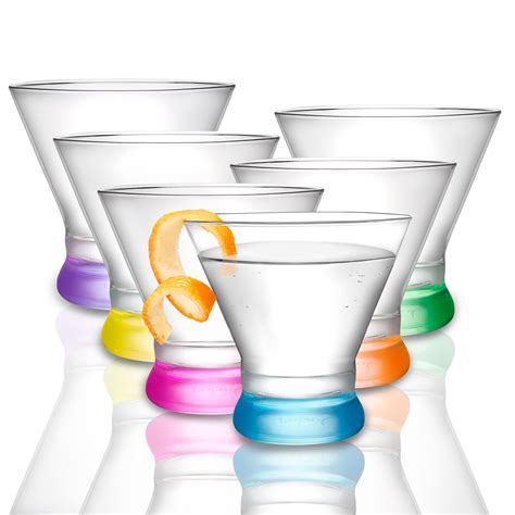 JoyJolt Colored Stemless Martini Glasses, Set of 6 Cocktail Glasses - Walmart.com - Walmart.com