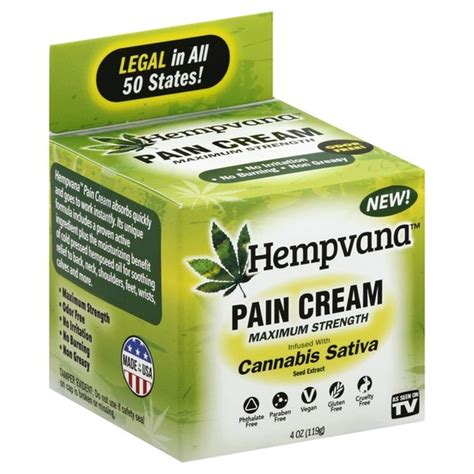 Hempvana Pain Cream, Maximum Strength, Cannabis Sativa (4 oz) - Instacart