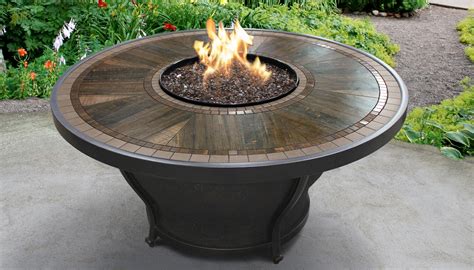 Huntington - 48 Inch Round Porcelain Top Gas Fire Pit Table