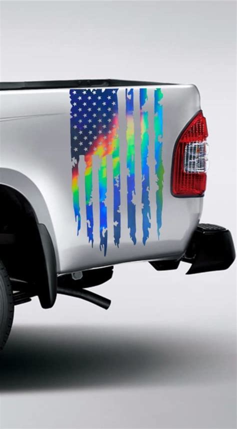 Truck Decals, Vinyl Decals, Rainbow American Flag, Truck Tailgate, Car Stickers, Pickup Trucks ...