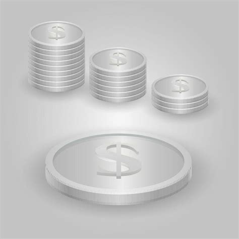 Silver coin with dollar sign realistic vector illustration 35631304 ...