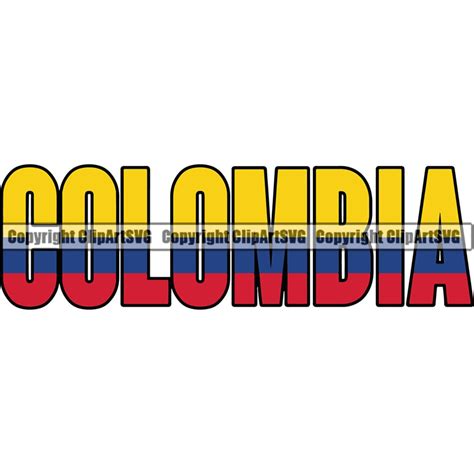 Colombia Colombian Name Word Text Flag Country World Nation Map Sign ...