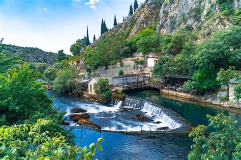 Buna River and Waterfal Near Blagaj Tekija Editorial Stock Image - Image of herzegovina, holiday ...