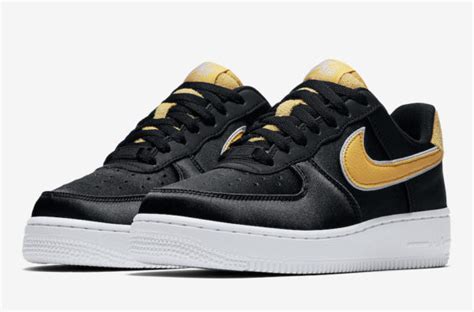 Check Out This Nike Air Force 1 Low Satin In Black And Yellow ...