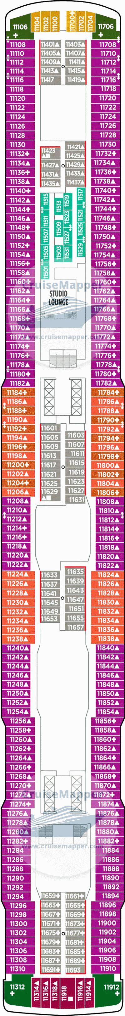 Norwegian Escape deck 11 plan | CruiseMapper