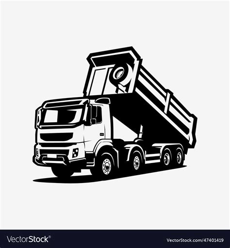 Dump truck silhouette art isolated tipper Vector Image