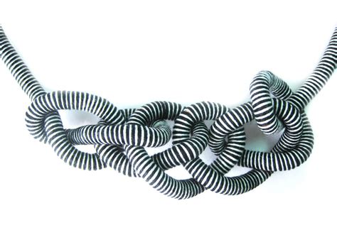 Stripe Black and White Knotted Necklace Rope by HippieThings | Knot ...