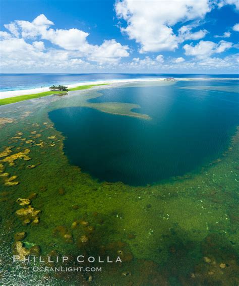 Aerial view of the Lagoon inside Clipperton Island, France, #32866