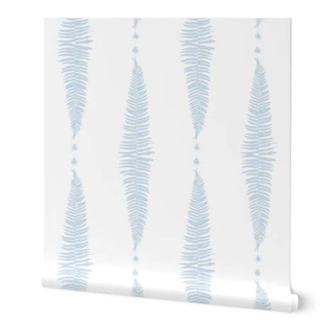 Fern blue on white pale blue tarheel Wallpaper | Spoonflower