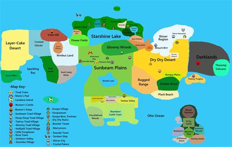 I noticed the original Mushroom Kingdom map I posted was blurry. Here’s a clean version! : r ...