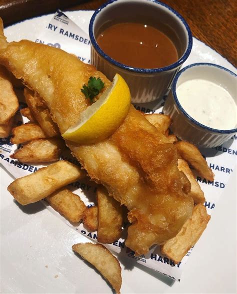 Cod fish and chips! Crispy and delicious. You can choose different sauce to eat together with it