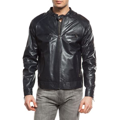 Double Zip Leather Jacket // Navy (XS) - O&J DAY FOREIGN TRADE LTD - Touch of Modern