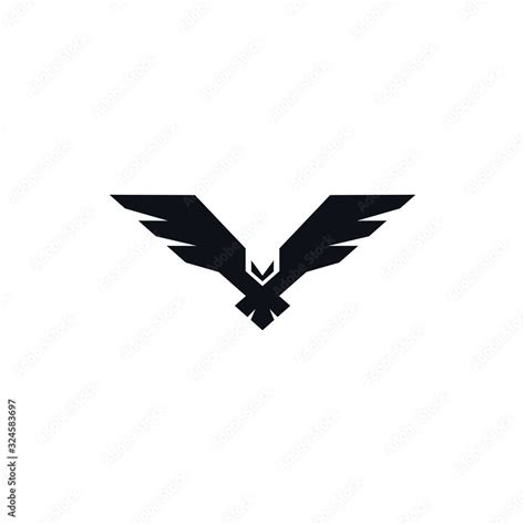 Hawk black icon on white background. Flying bird icon. Abstract logo ...