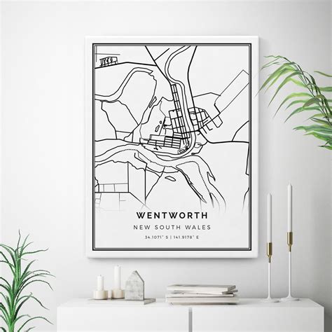 Wentworth Map Canvas Print City Maps Wall Art New South | Etsy