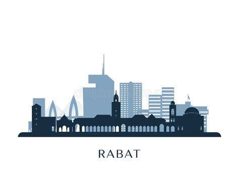 Rabat Skyline, Monochrome Silhouette. Stock Vector - Illustration of ...